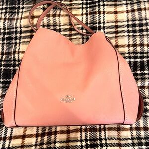 Coach Prairie Floral Embossed Leather Hobo Bag in Pale Pink